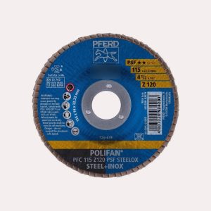 Disco Lamelar Flap Polifan PFC STEELOX ★★☆☆ 115mm Grão 120 PFERD